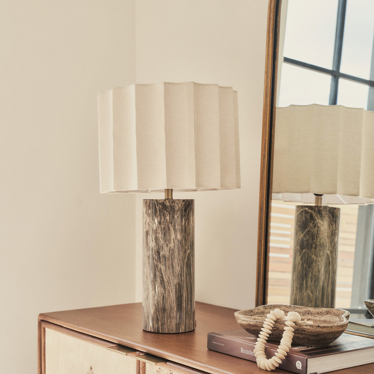 Castella - Dark Emperador Scallop Shade Table Lamp