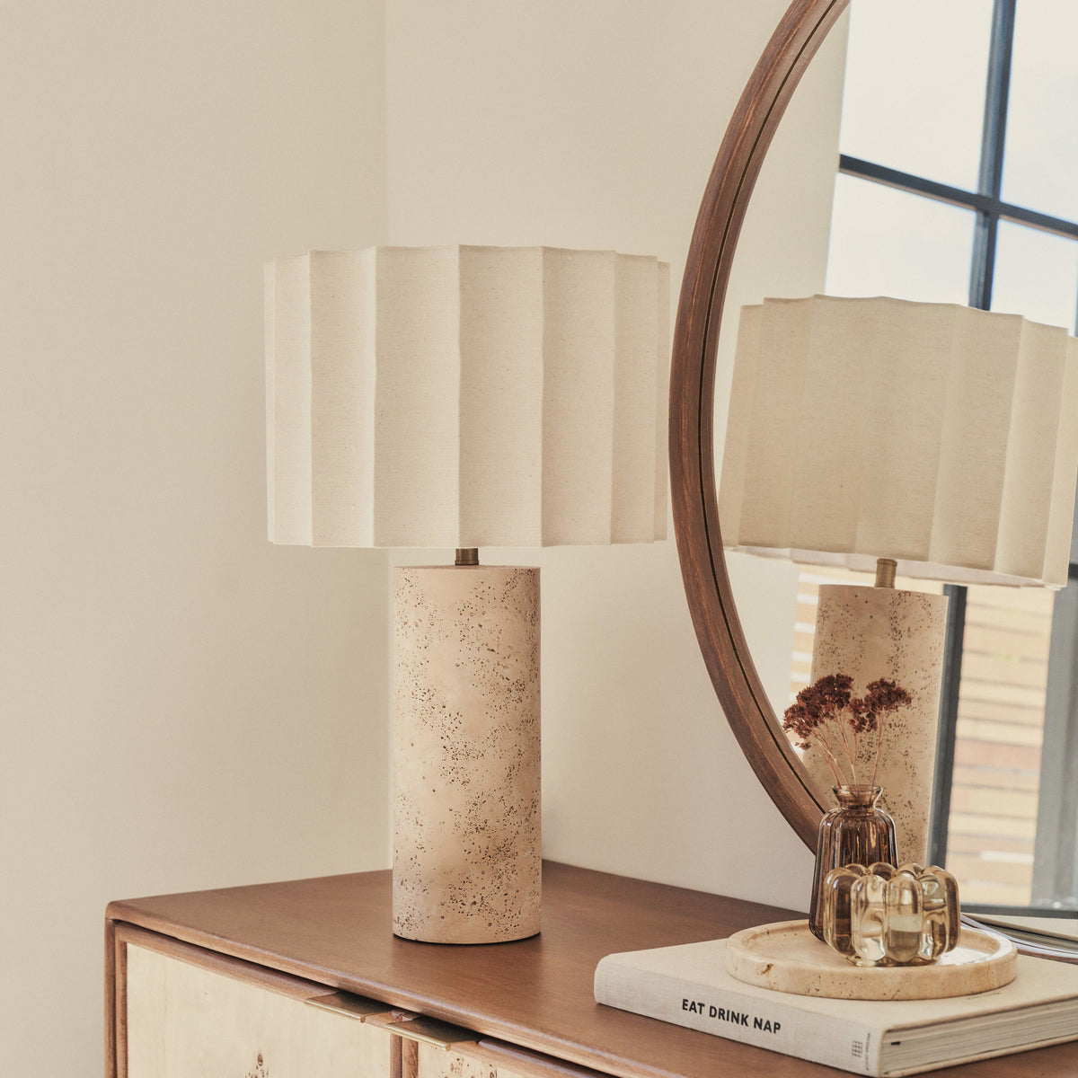 Castella - Travertine Scallop Shade Table Lamp