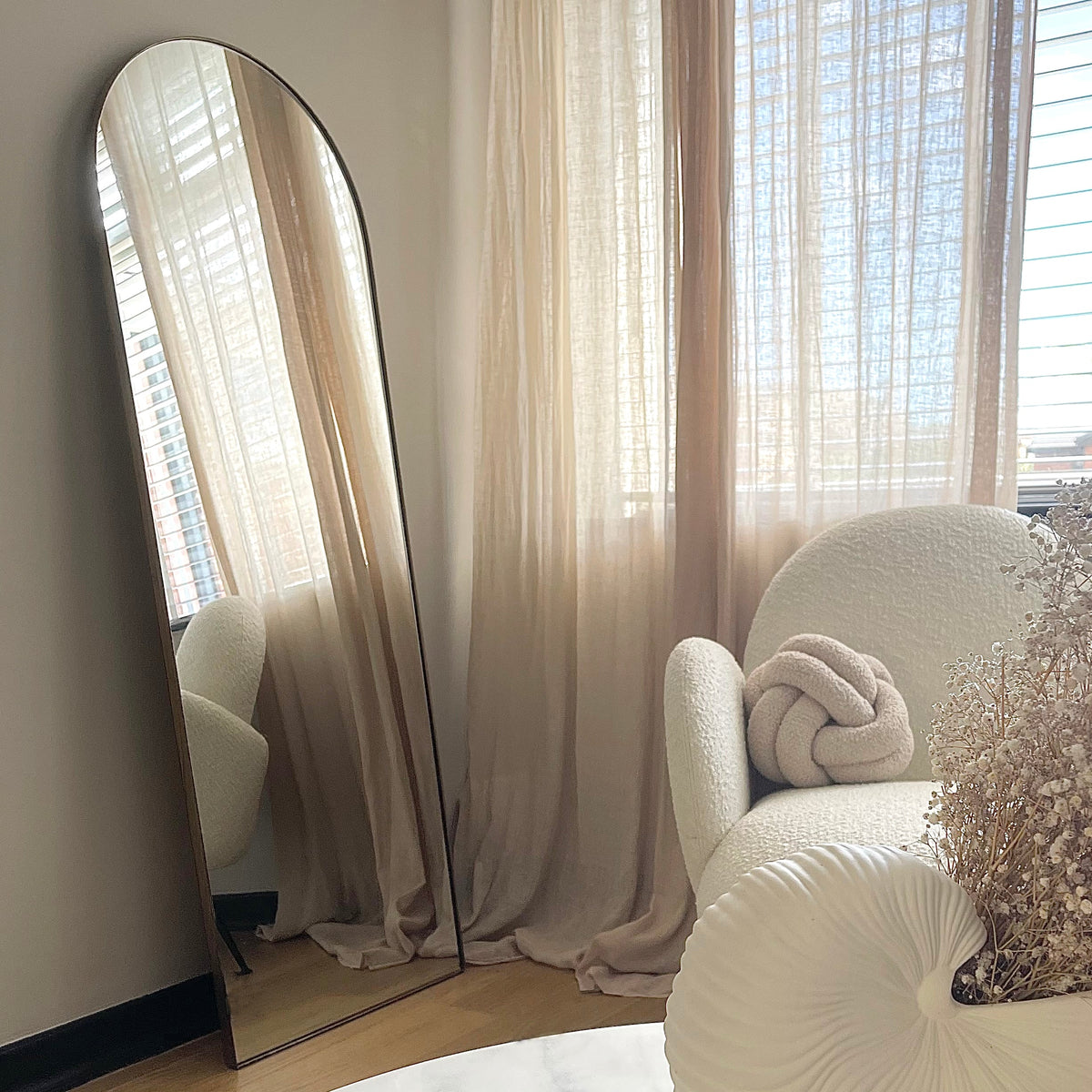 Theo - Full Length Gold Arched Large Metal Mirror 160cm x 50cm