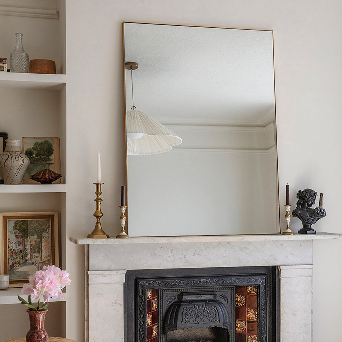 Theo - Gold Rectangular Metal Large Wall Mirror 120cm x 90cm