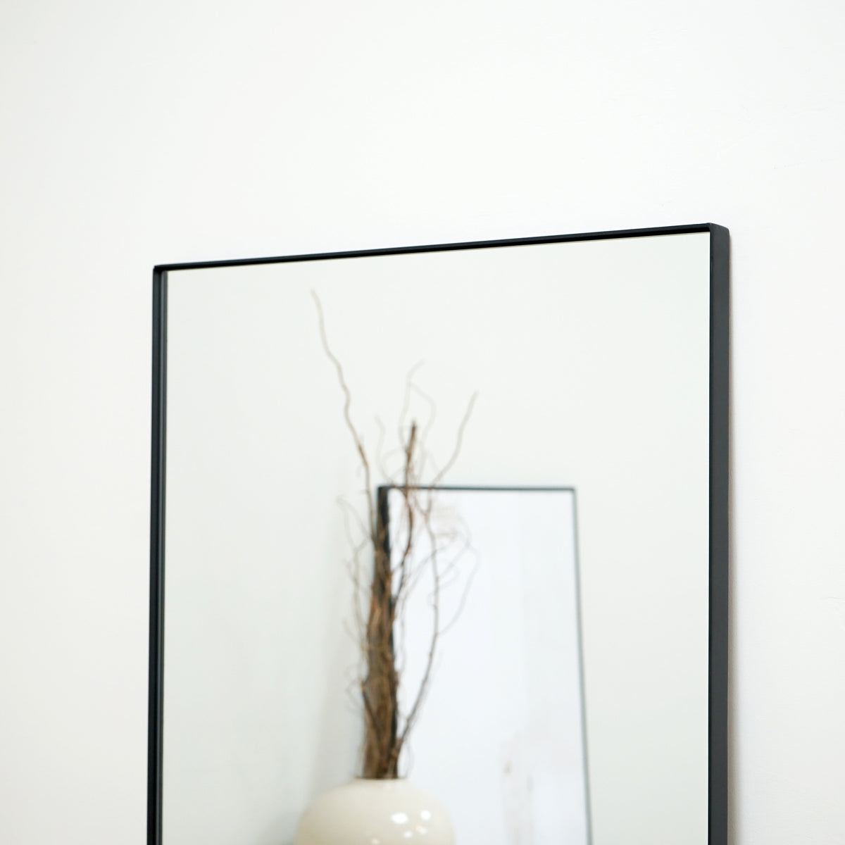 Full Length Black Rectangular Large Metal Mirror top half