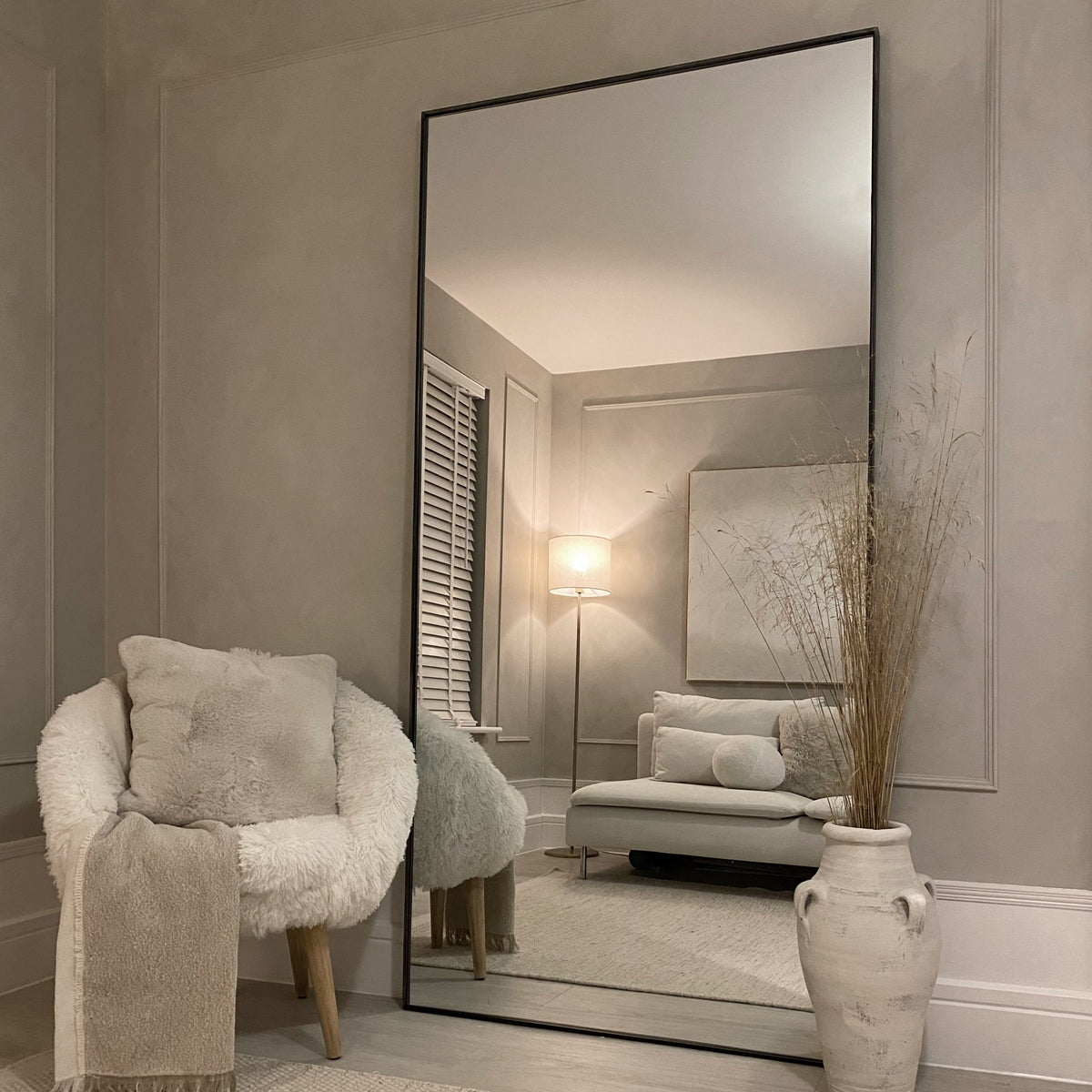 Theo - Full Length Black Extra Large Metal Mirror 200cm x 100cm