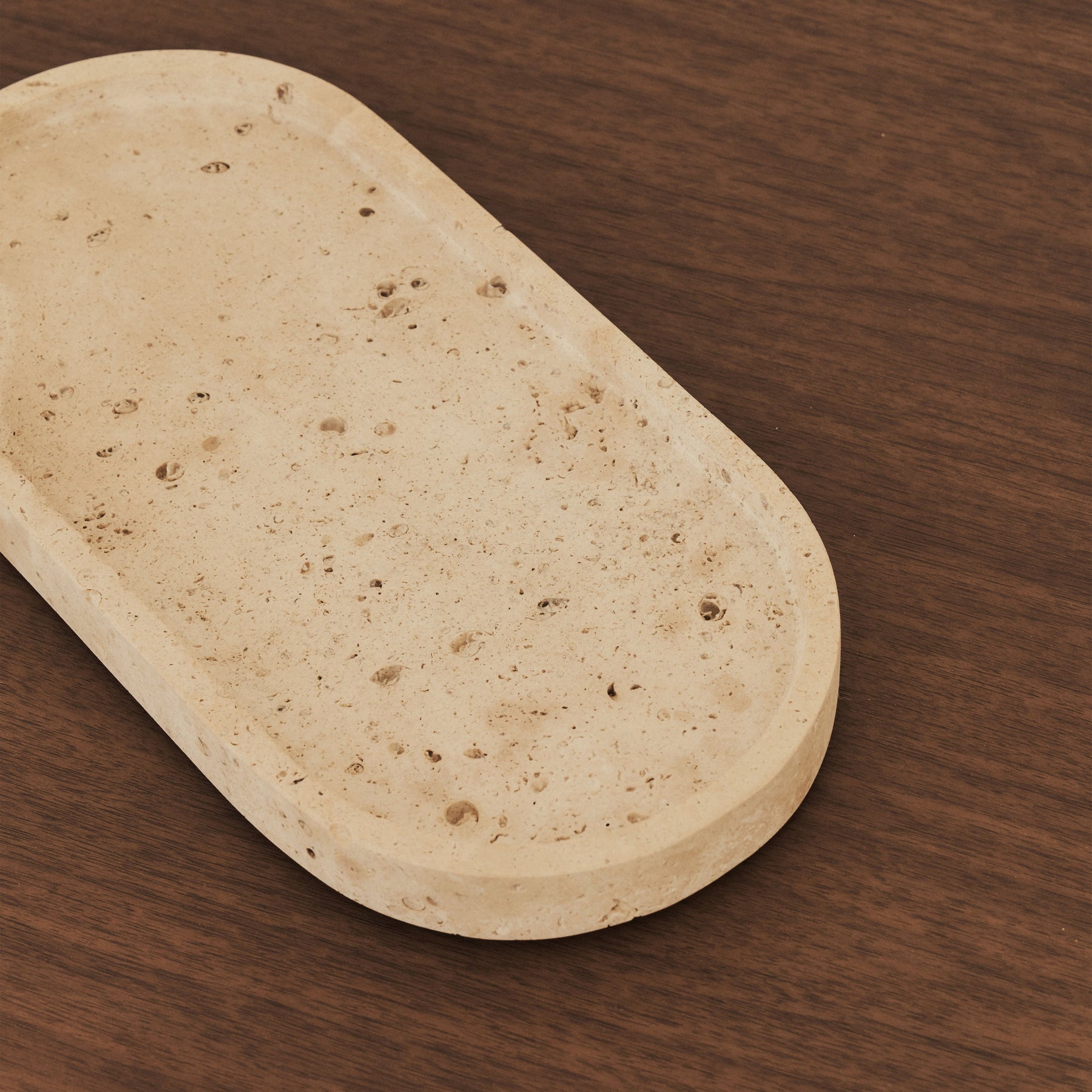 Travara - Cream Travertine Oval Decorative Tray