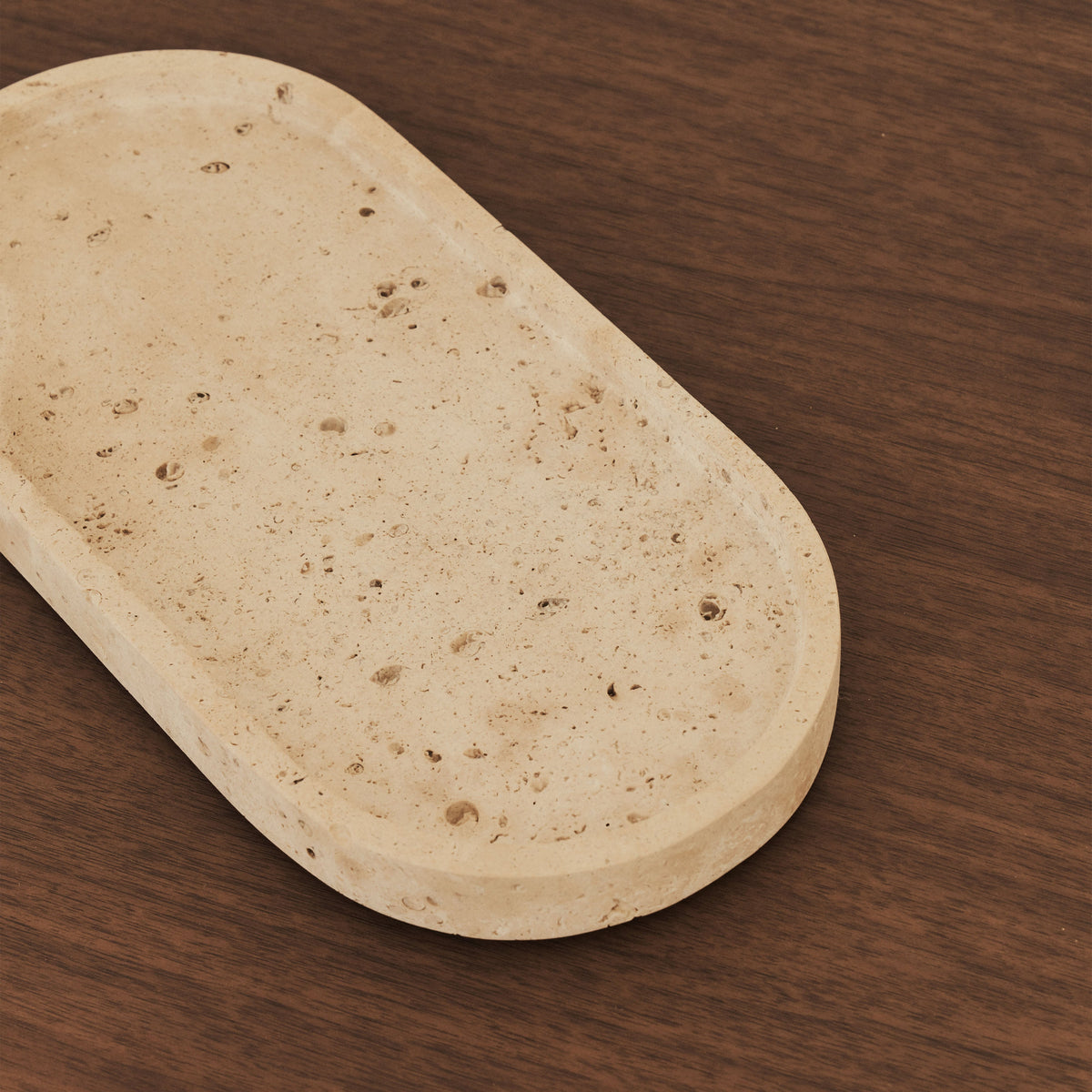Travara - Cream Travertine Oval Decorative Tray