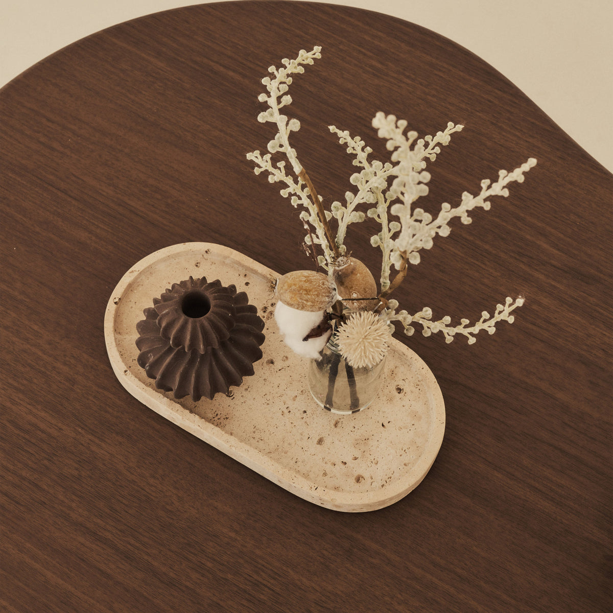 Travara - Cream Travertine Oval Decorative Tray