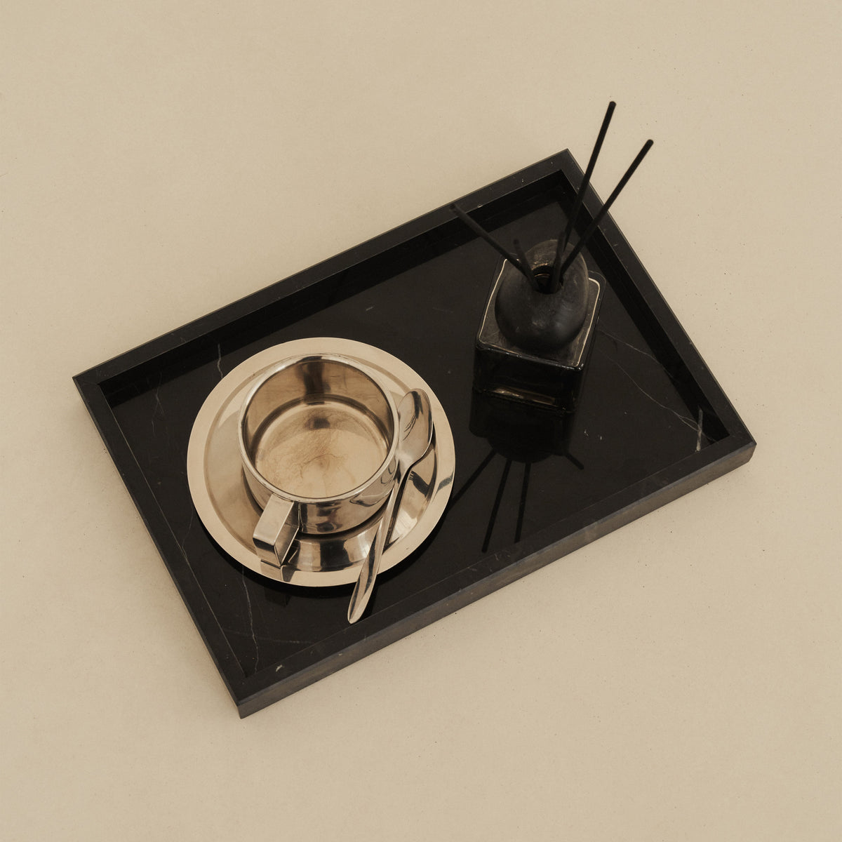 Travara - Black Marble Large Rectangular Decorative Tray
