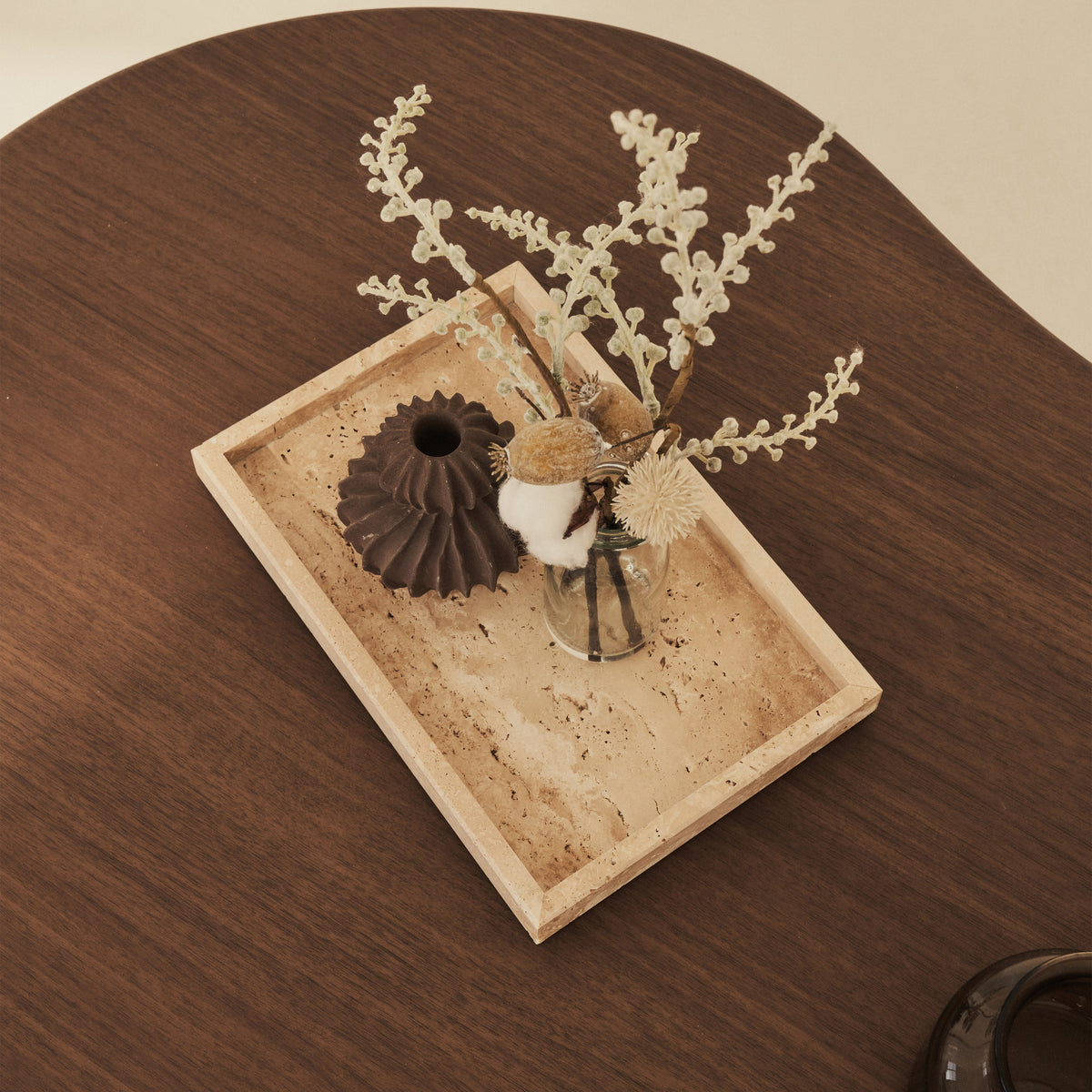 Travara - Cream Travertine Large Rectangular Decorative Tray