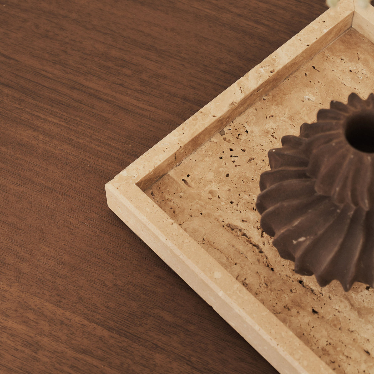 Travara - Cream Travertine Large Rectangular Decorative Tray