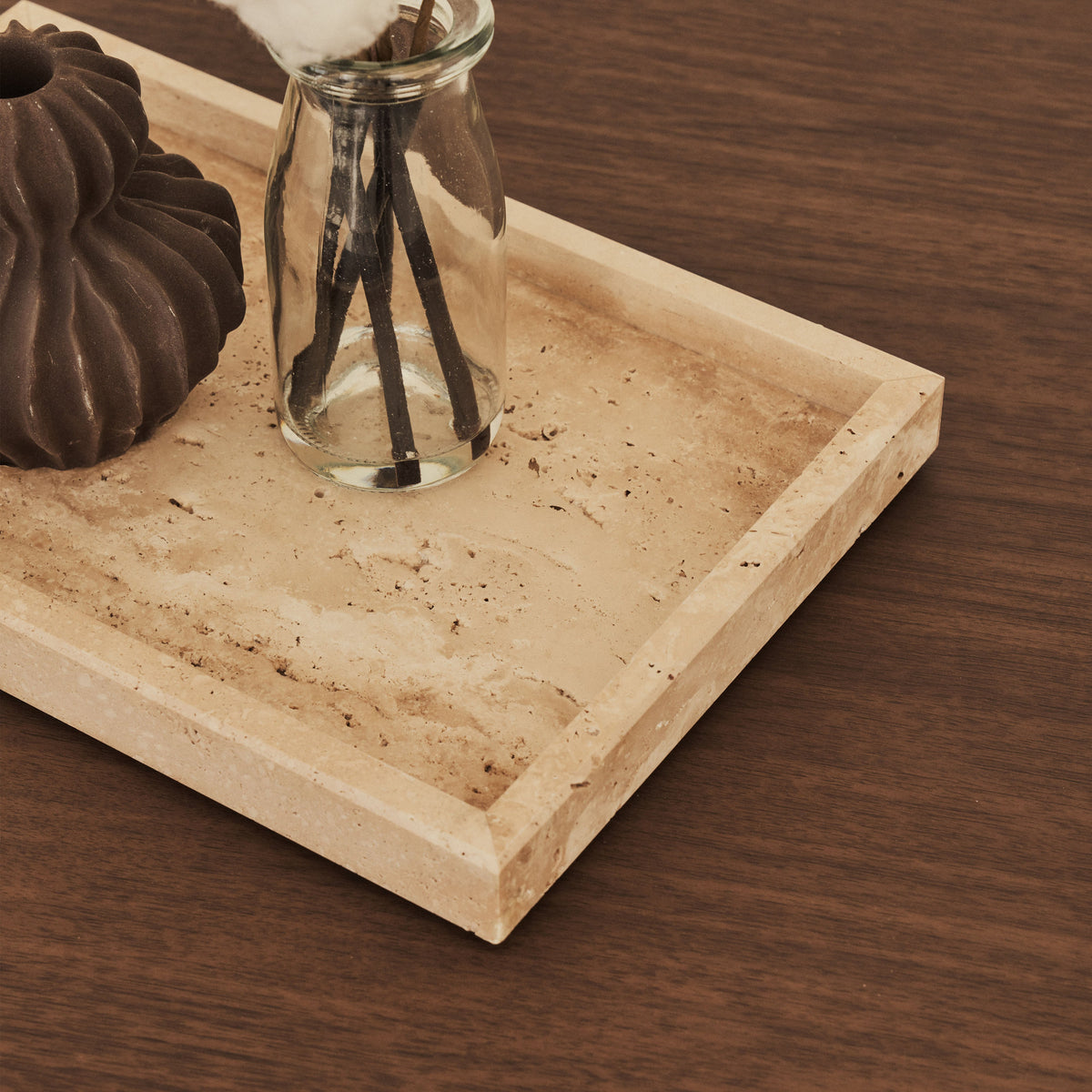 Travara - Cream Travertine Large Rectangular Decorative Tray