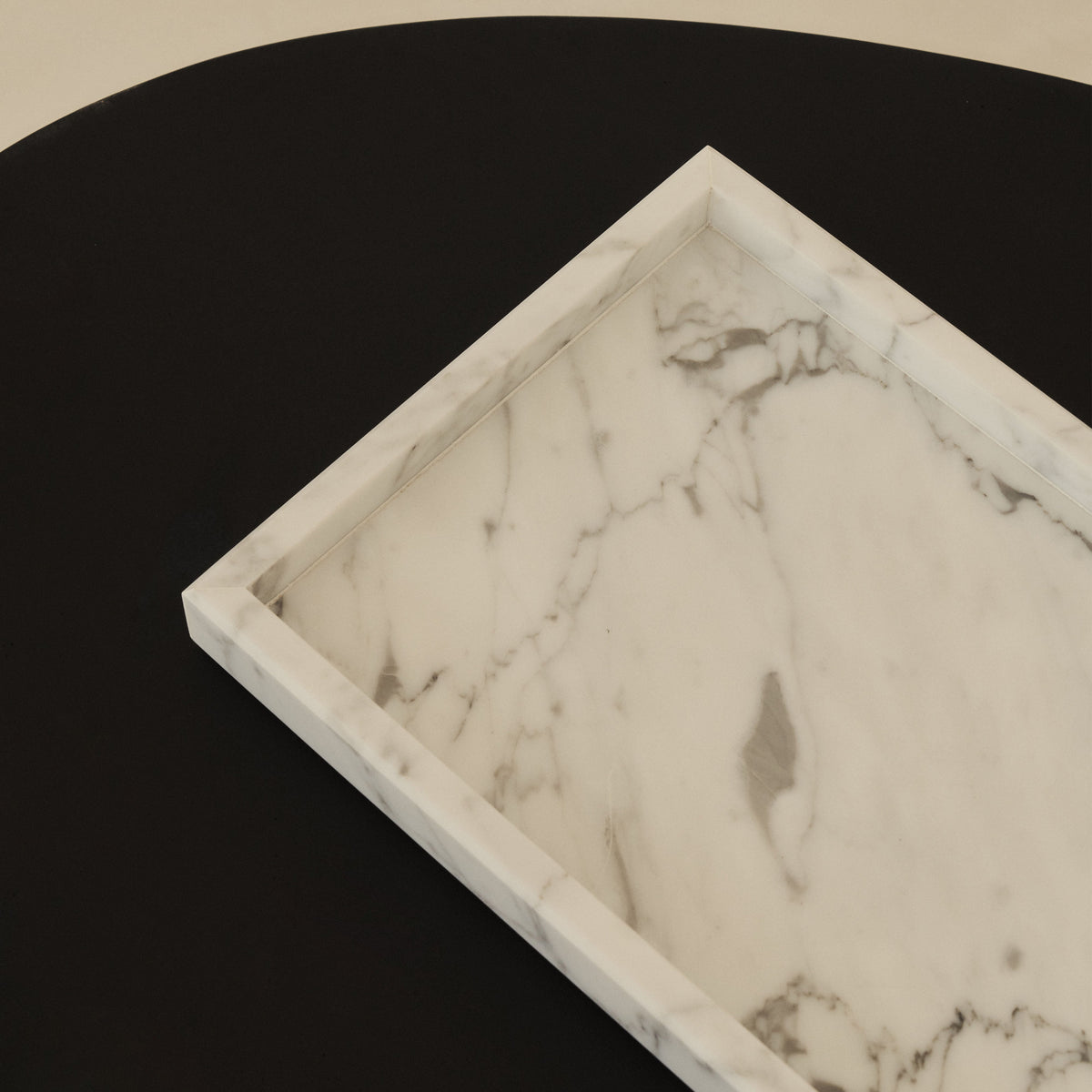 Travara - White Marble Large Rectangular Decorative Tray