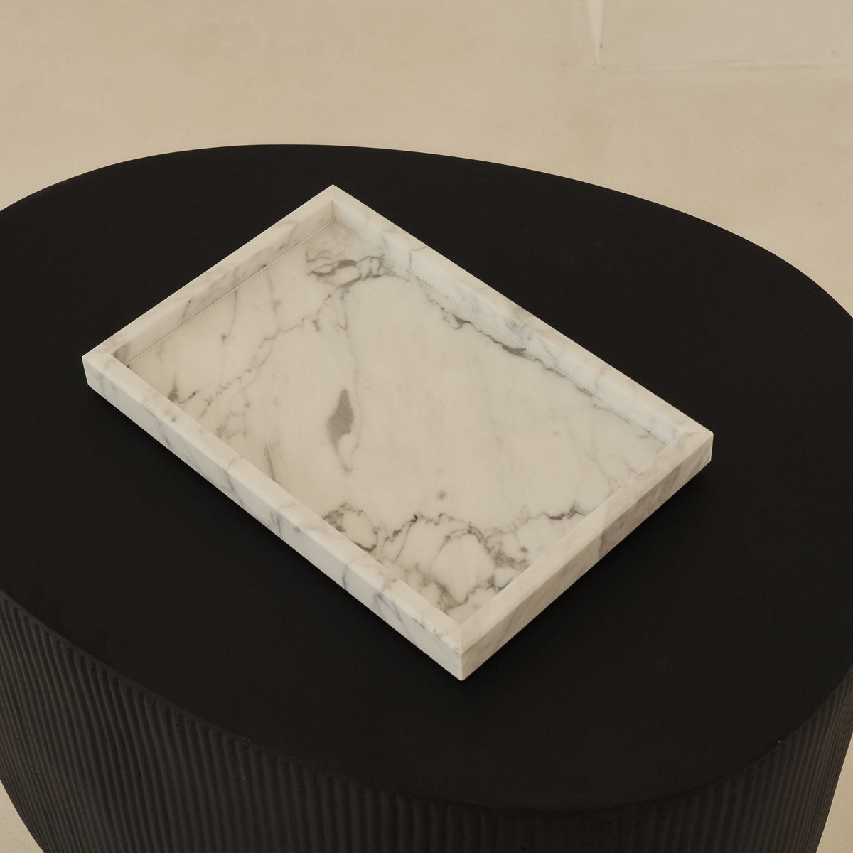 Travara - White Marble Large Rectangular Decorative Tray