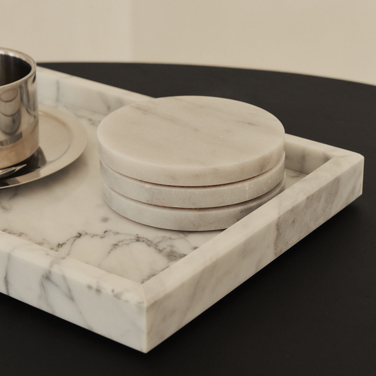 Travara - White Marble Large Rectangular Decorative Tray