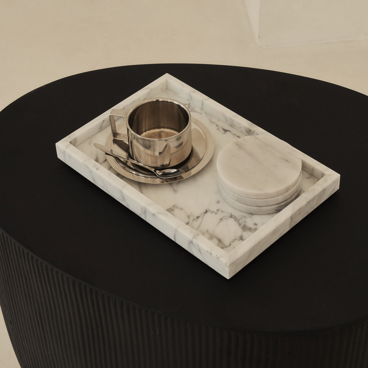 Travara - White Marble Large Rectangular Decorative Tray