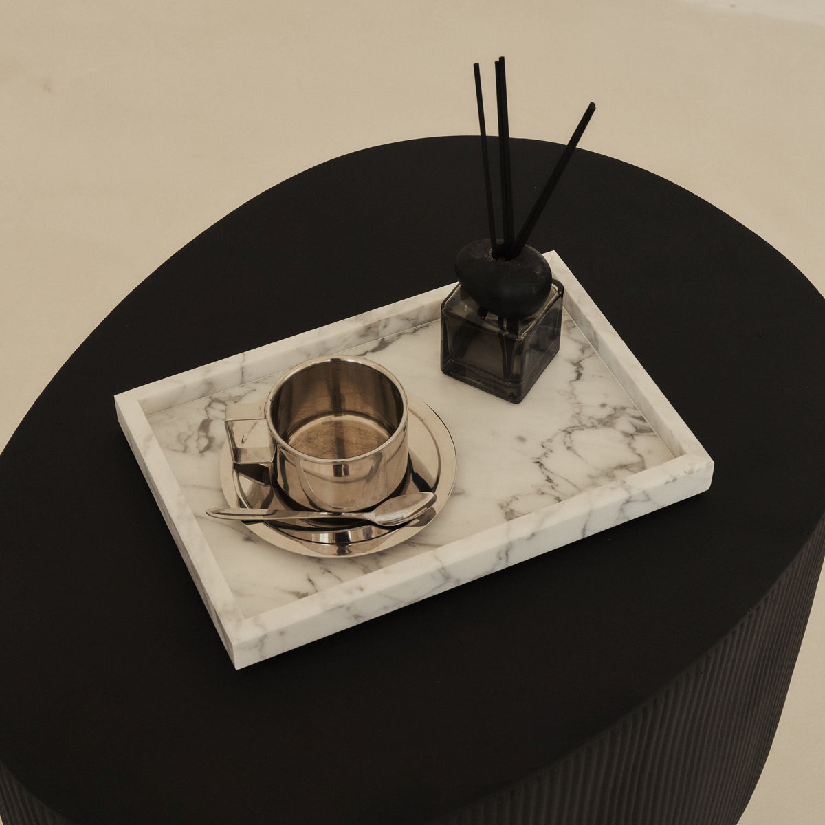 Travara - White Marble Large Rectangular Decorative Tray