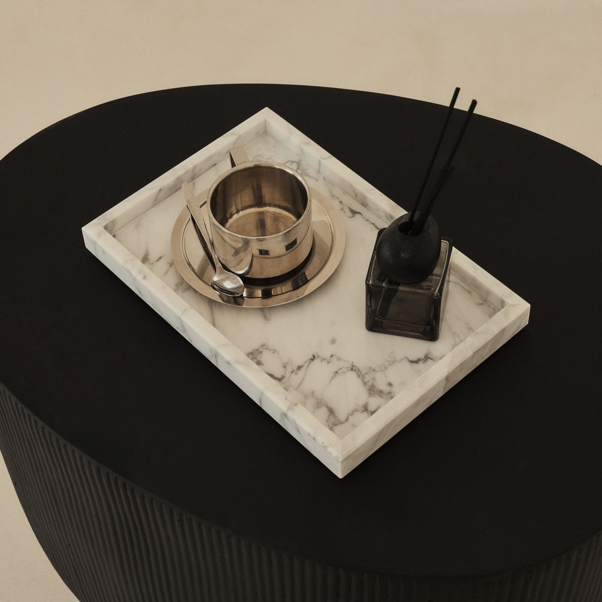 Travara - White Marble Large Rectangular Decorative Tray