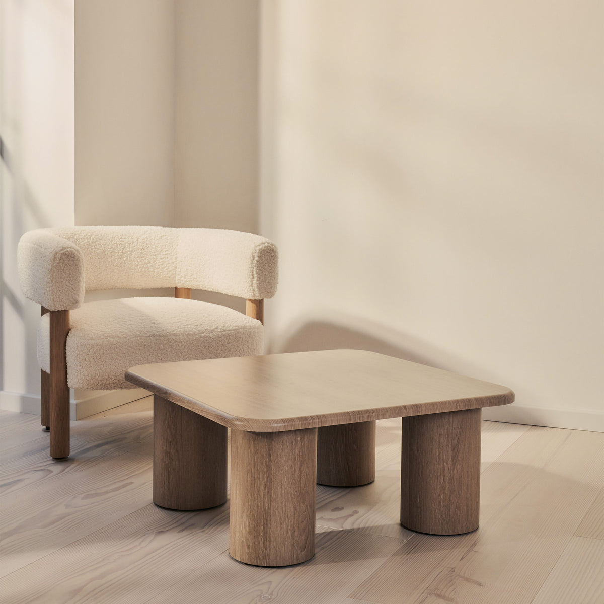 Alina - Washed Wood Square Large Wooden Coffee Table