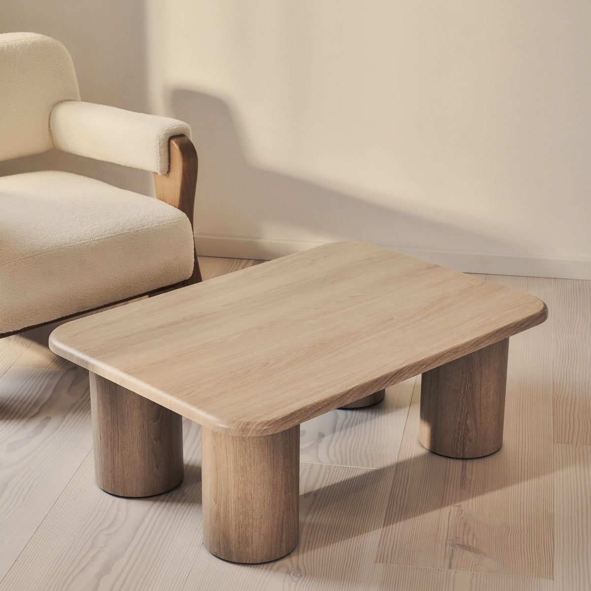 Alina - Washed Wood Rectangular Large Wooden Coffee Table