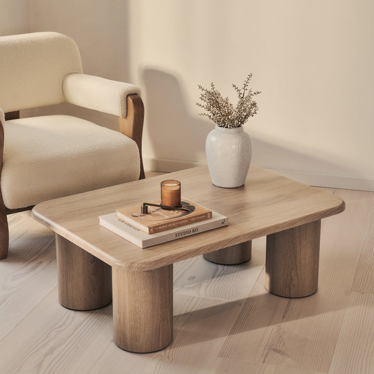 Alina - Washed Wood Rectangular Large Wooden Coffee Table