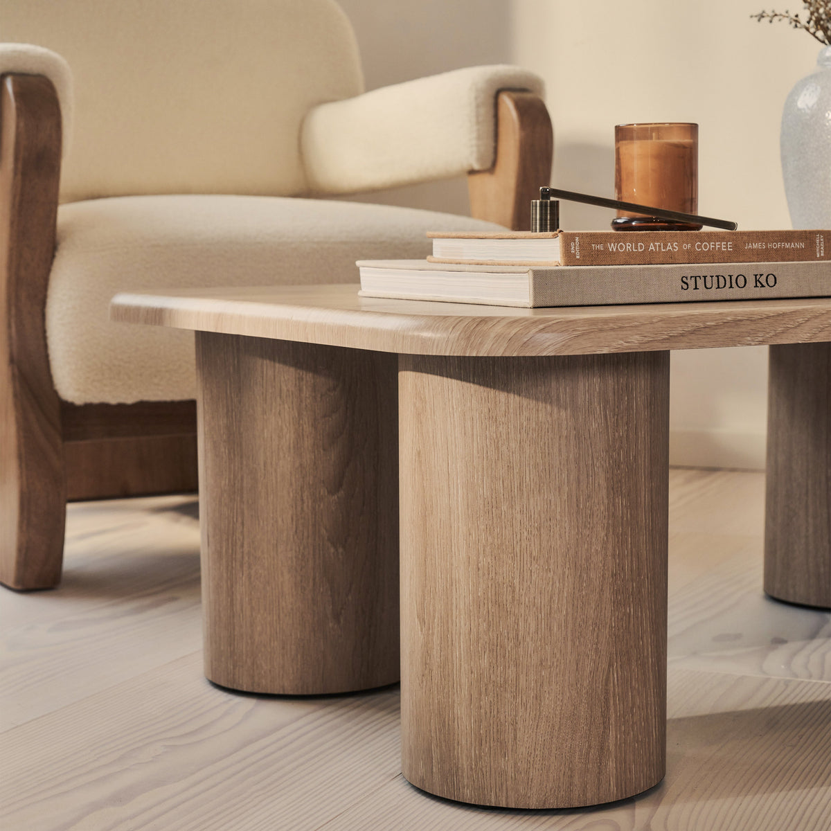 Alina - Washed Wood Rectangular Large Wooden Coffee Table