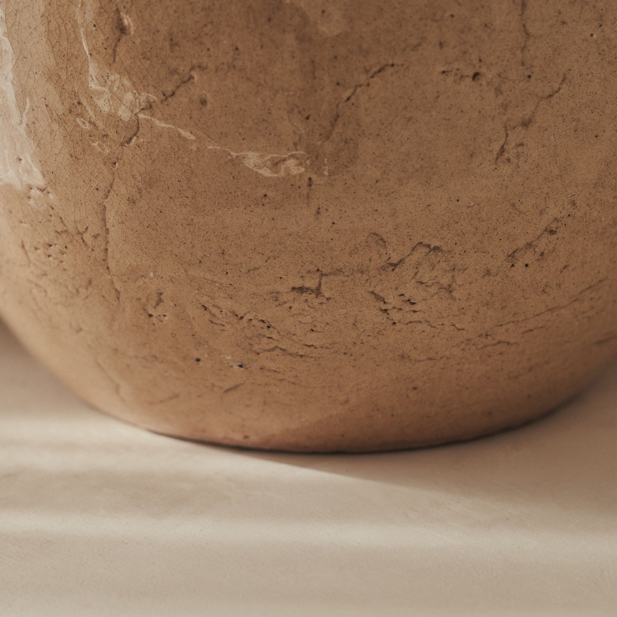 Cyra - Large Beige Gloss Ceramic Vase