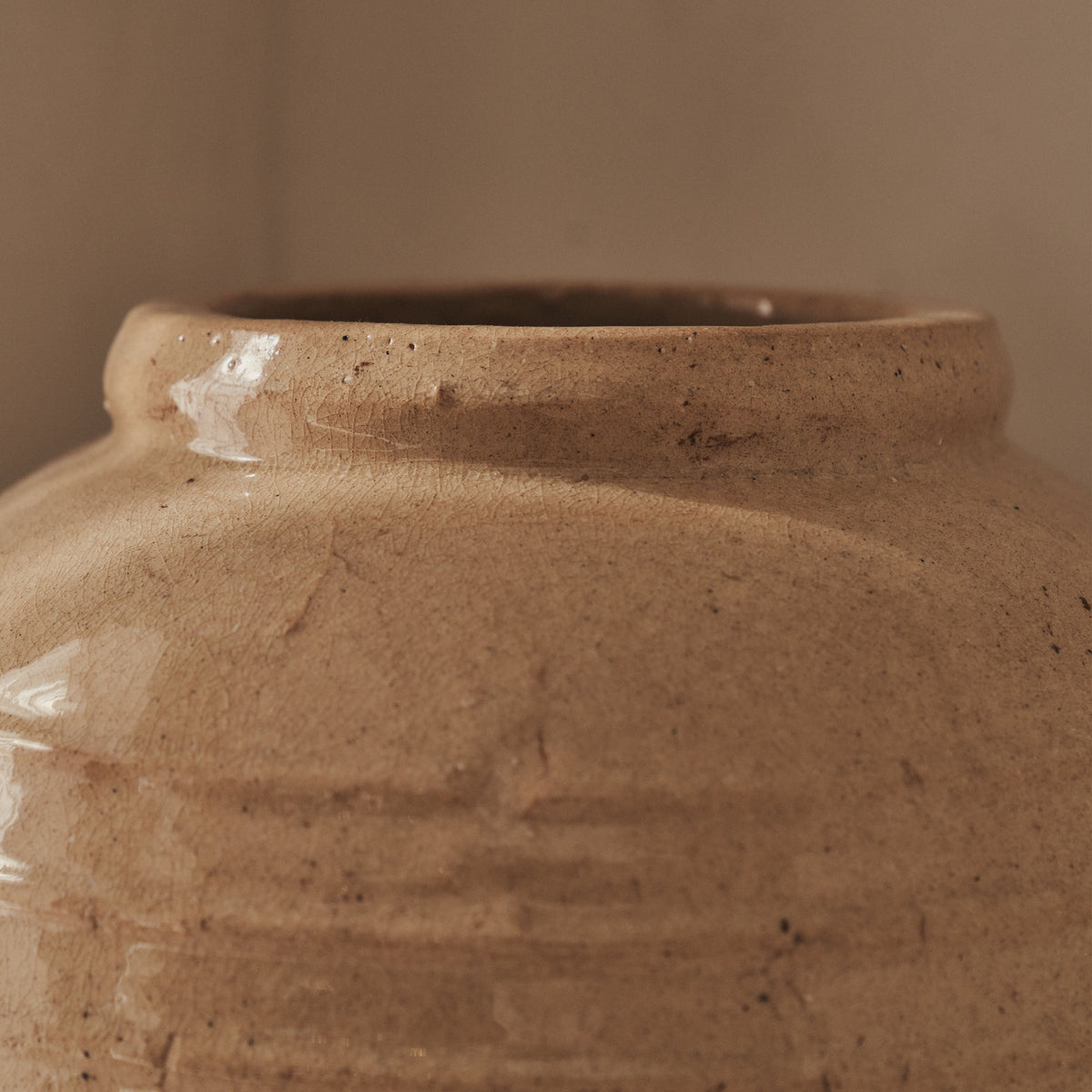 Cyra - Large Beige Gloss Ceramic Vase