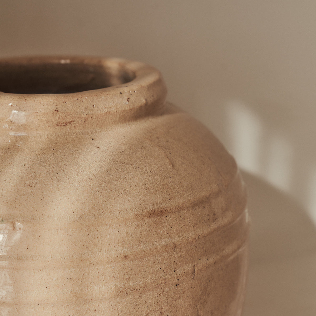 Cyra - Large Beige Gloss Ceramic Vase