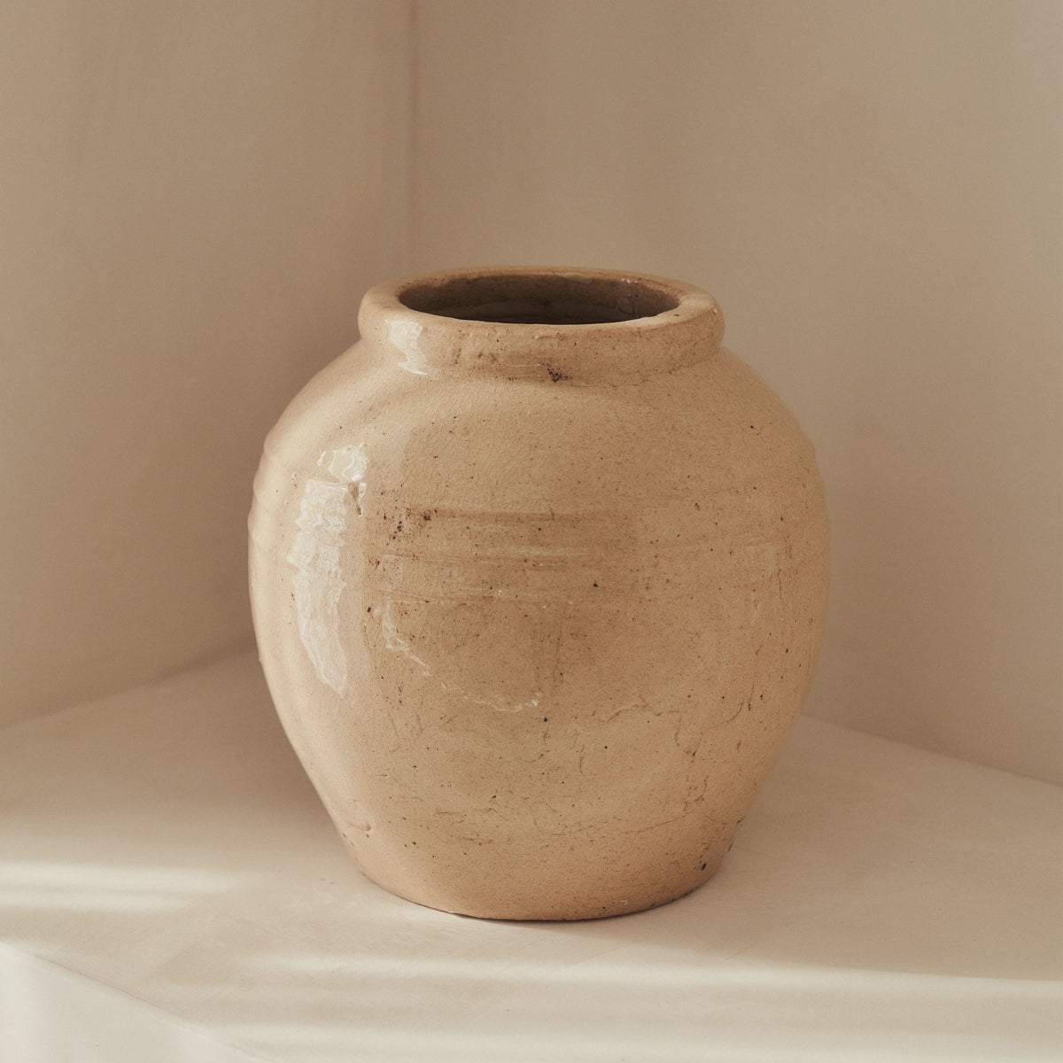 Cyra - Beige Gloss Ceramic Vase