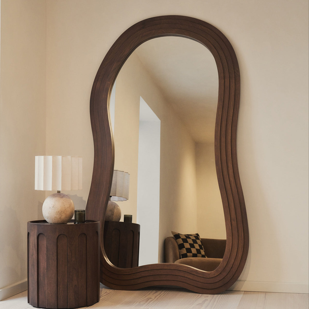 Luciana - Full Length Irregular Dark Wood Extra Large Mirror 200cm x 120cm