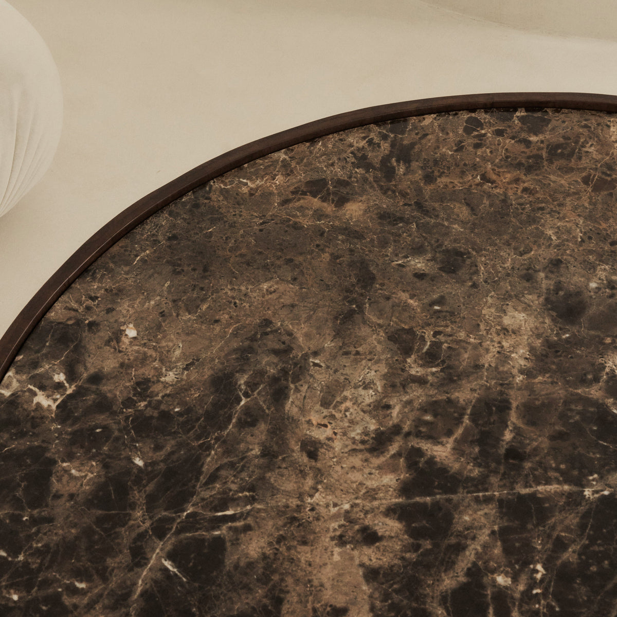 Valor - Dark Emperador Marble Round Dark Wood Premium Coffee Table