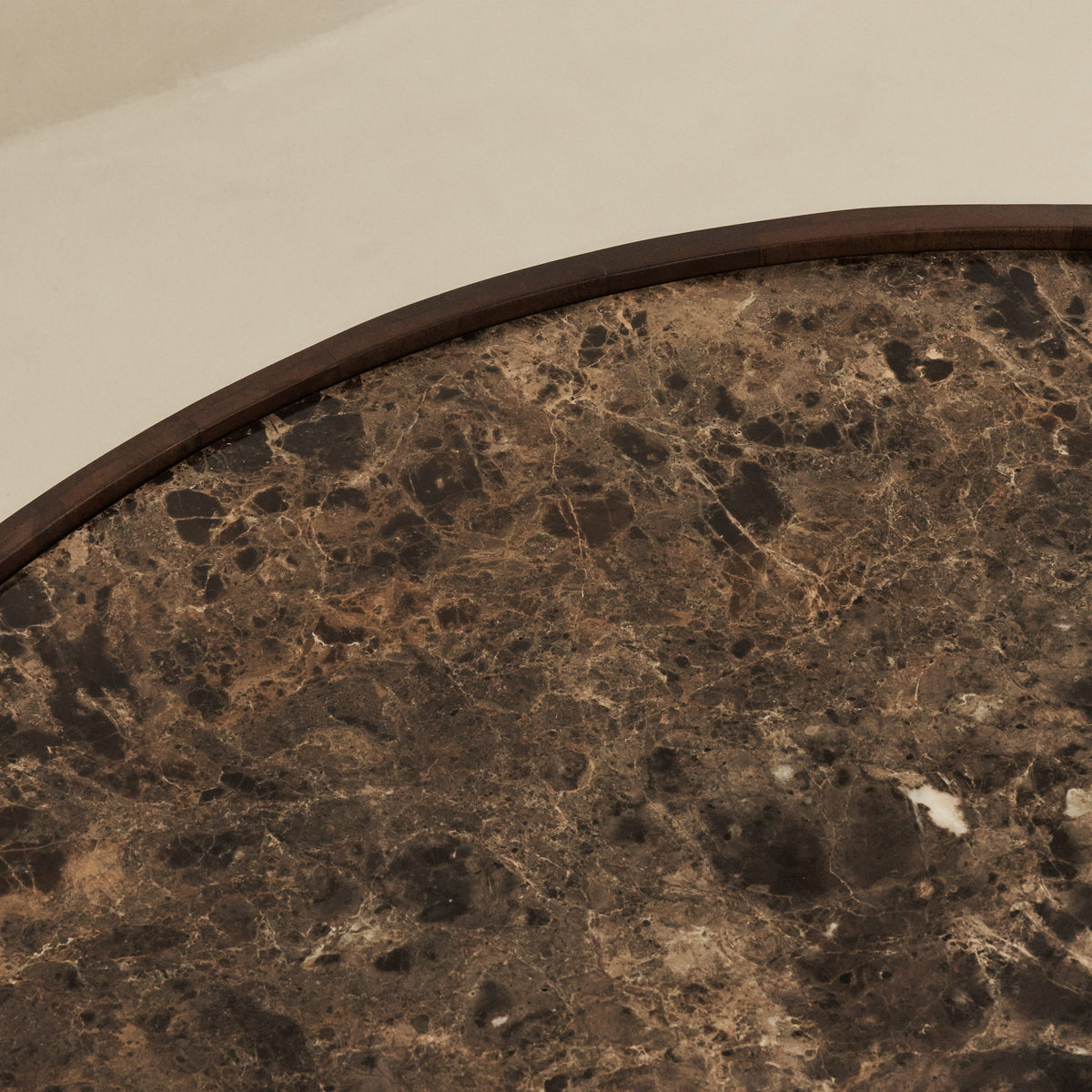 Valor - Dark Emperador Marble Round Dark Wood Premium Coffee Table