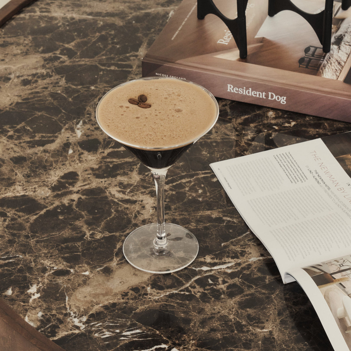 Valor - Dark Emperador Marble Round Dark Wood Premium Coffee Table