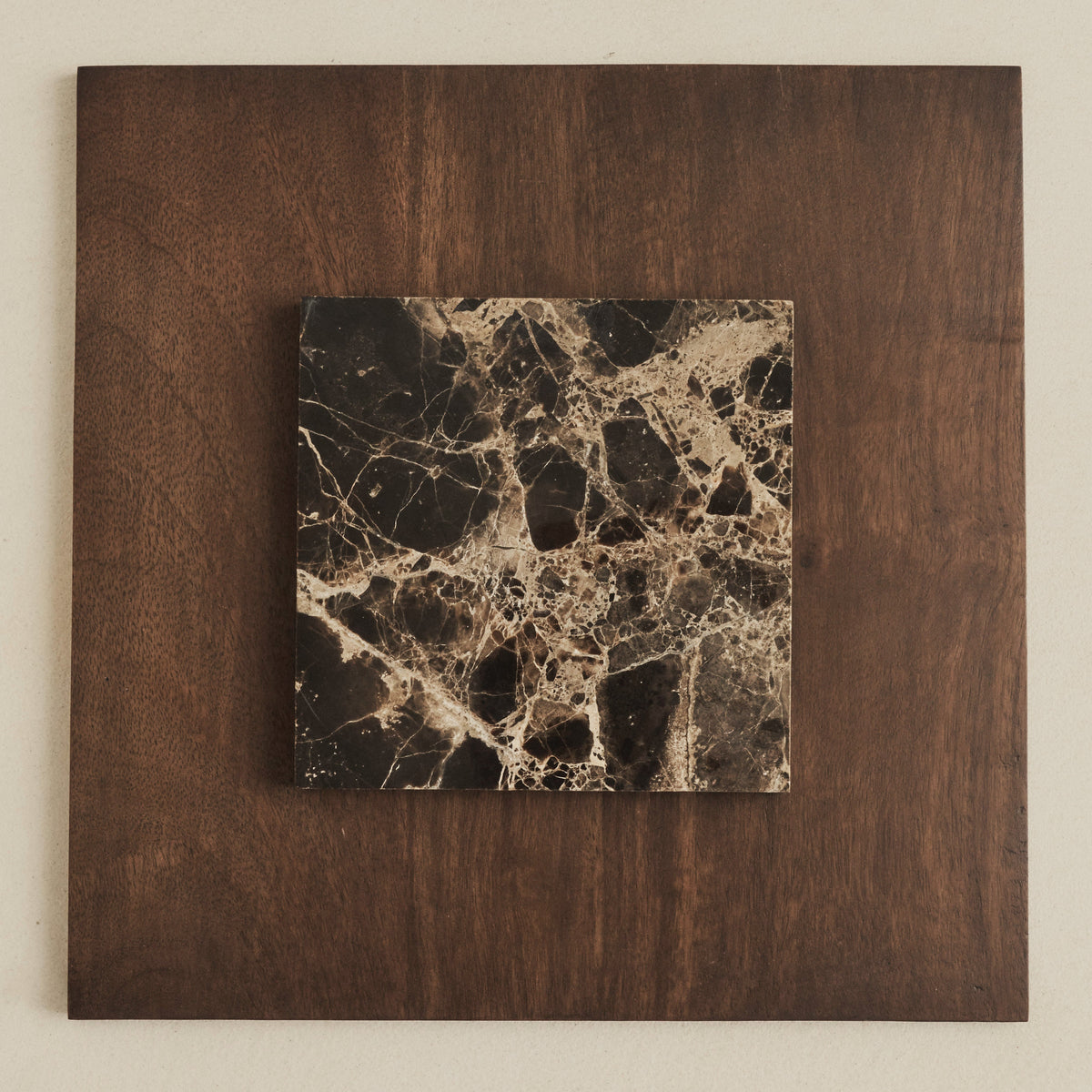 Valor - Dark Emperador Marble Round Dark Wood Premium Coffee Table