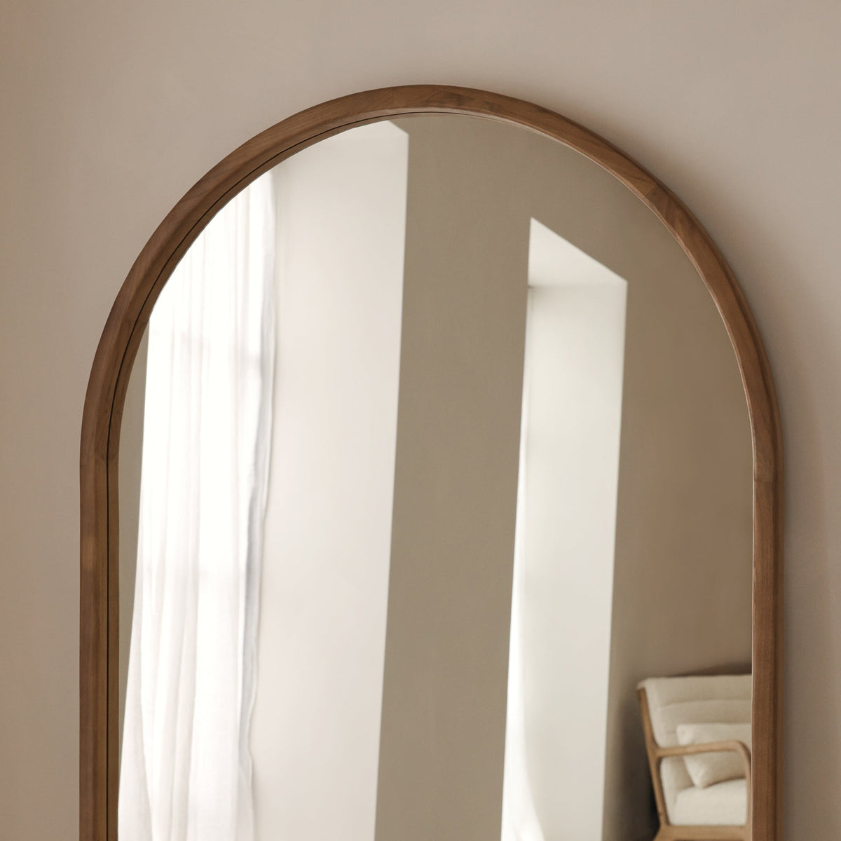 Arden - Warm Wood Full Length Arched Wooden Mirror 175cm x 95cm