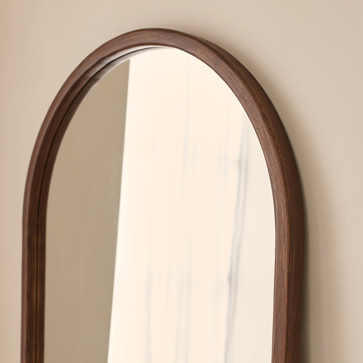 Arden - Dark Wood Full Length Arched Wooden Mirror 160cm x 60cm