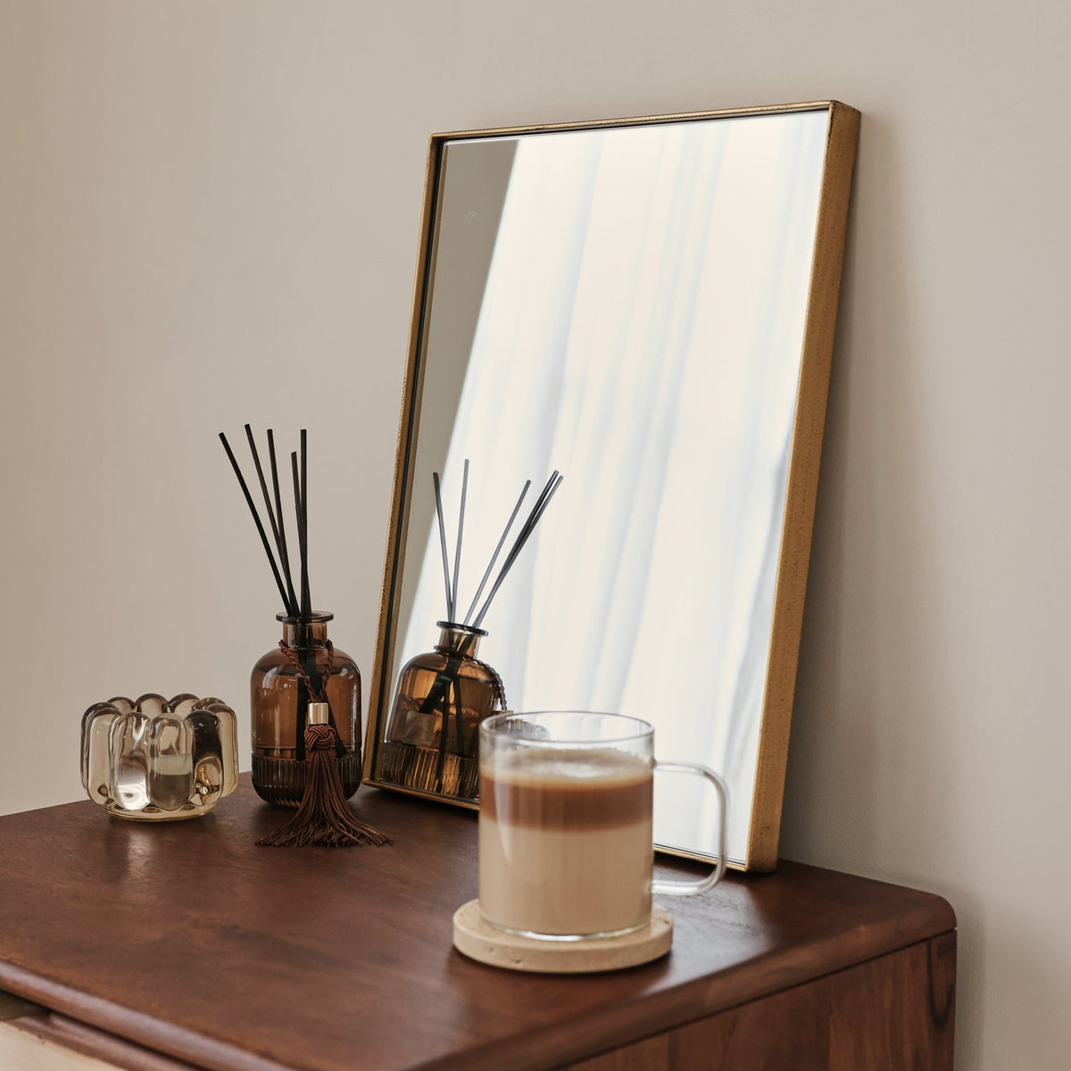 Theo - Gold Rectangular Metal Wall Mirror 40cm x 30cm