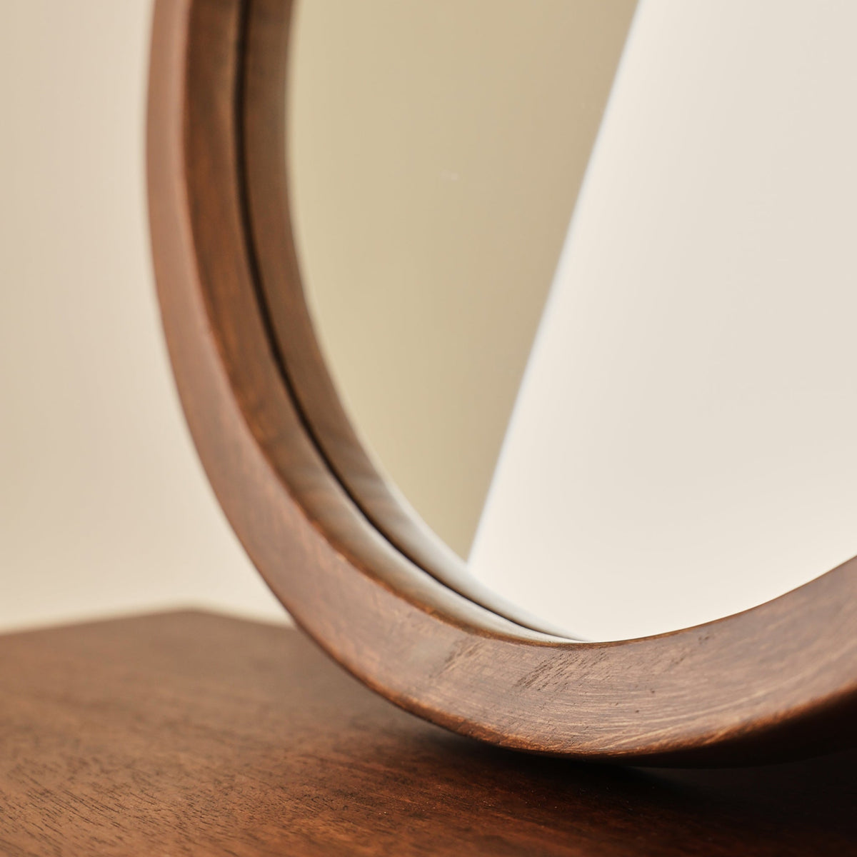 Arden - Dark Wood Round Wooden Wall Mirror 40cm x 40cm