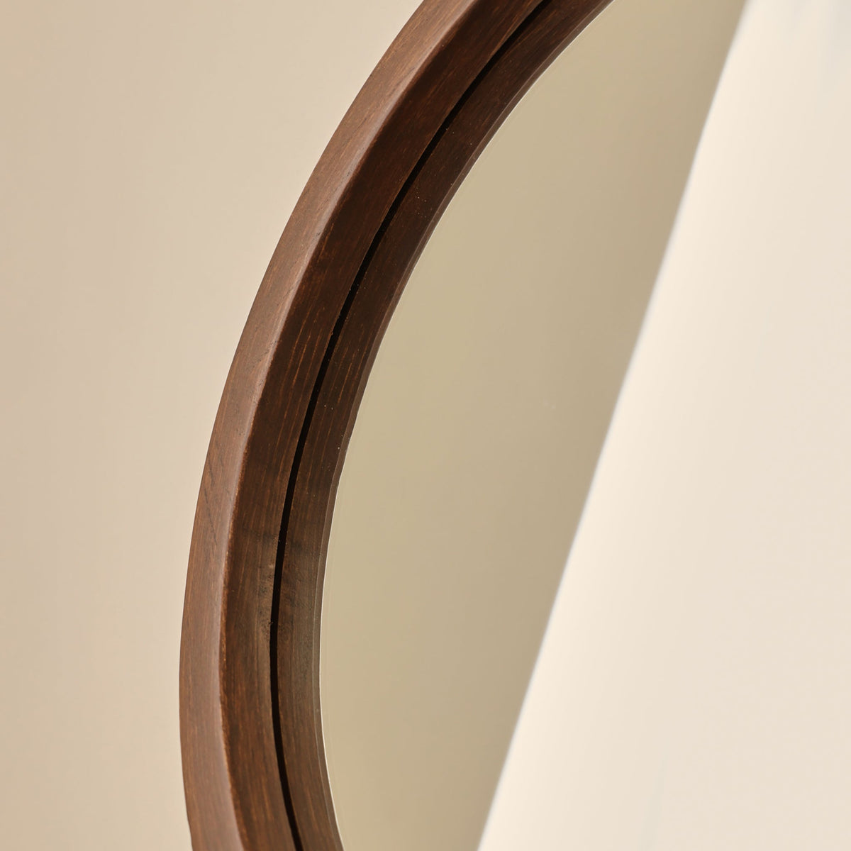 Arden - Dark Wood Round Wooden Wall Mirror 40cm x 40cm