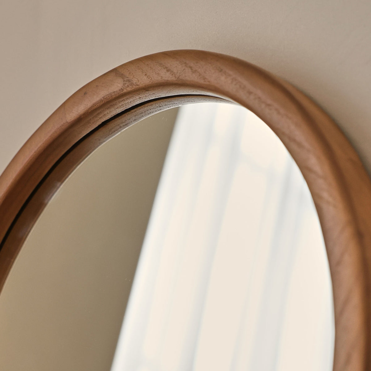Arden - Warm Wood Round Wooden Wall Mirror 40cm x 40cm
