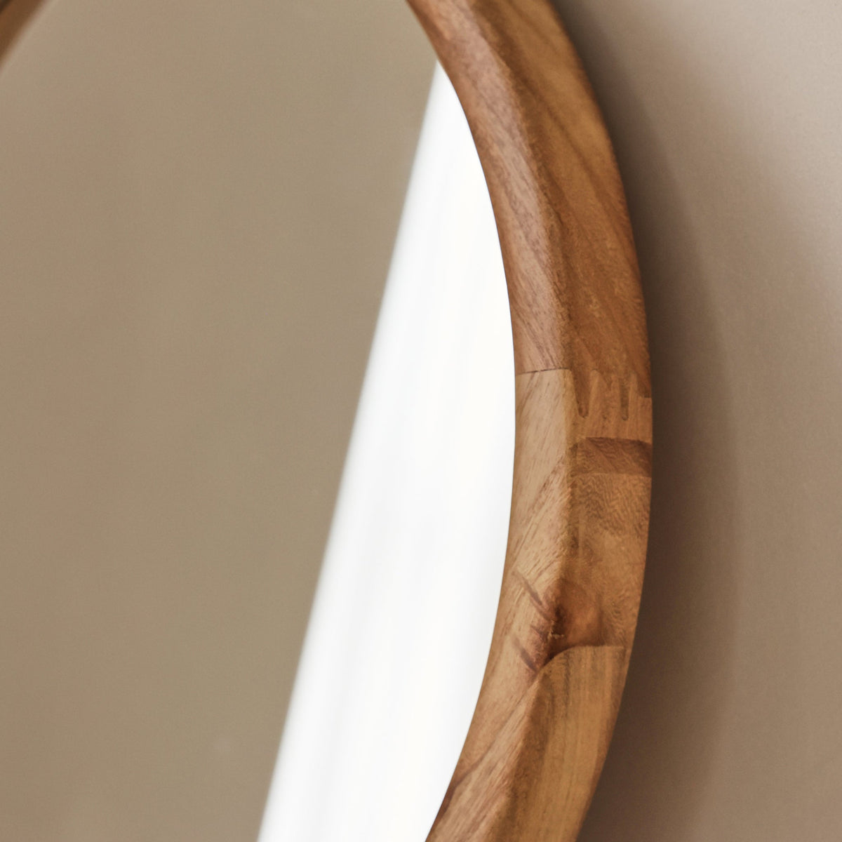 Arden - Light Wood Round Wooden Wall Mirror 40cm x 40cm