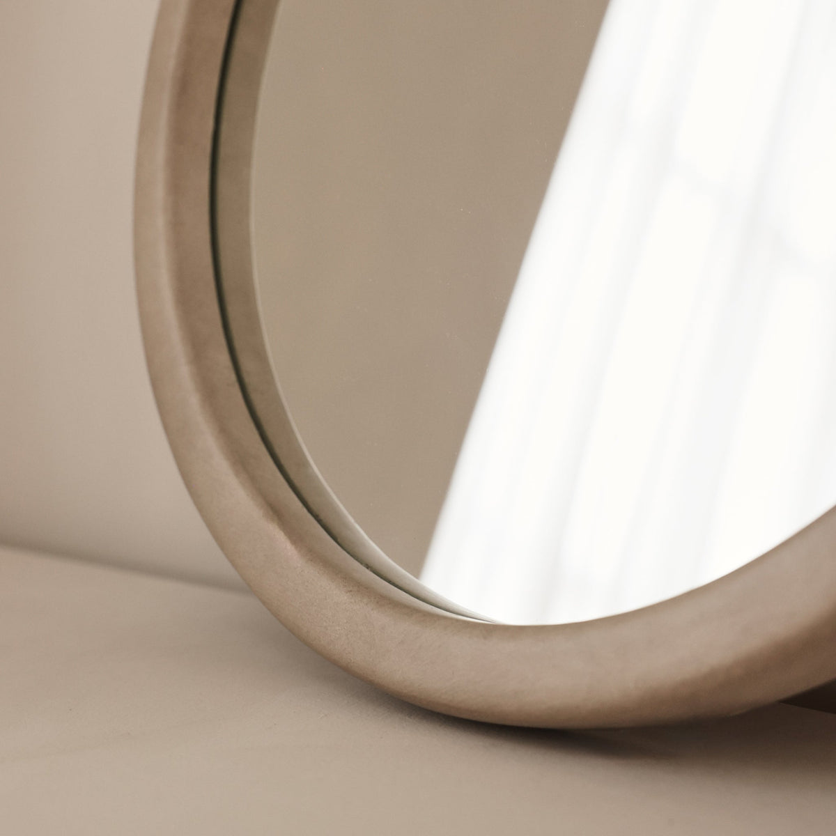 Arden - Concrete Round Wooden Wall Mirror 40cm x 40cm