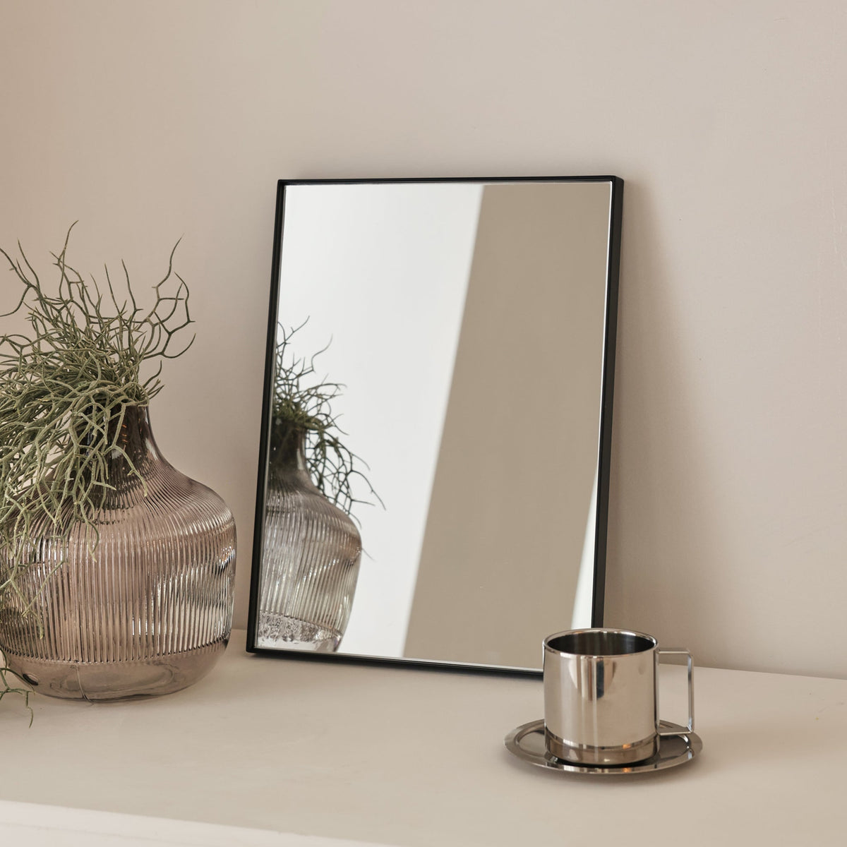Theo - Black Rectangular Metal Wall Mirror 40cm x 30cm