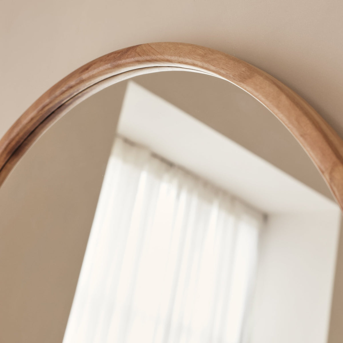 Arden - Large Light Wood Round Wooden Wall Mirror 90cm x 90cm