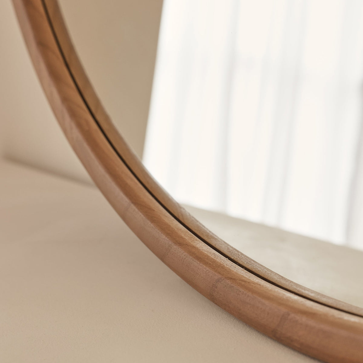 Arden - Large Warm Wood Round Wooden Wall Mirror 90cm x 90cm