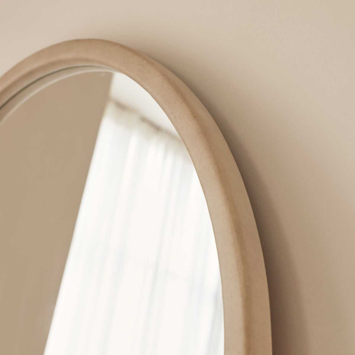 Arden - Concrete Round Wooden Wall Mirror 70cm x 70cm