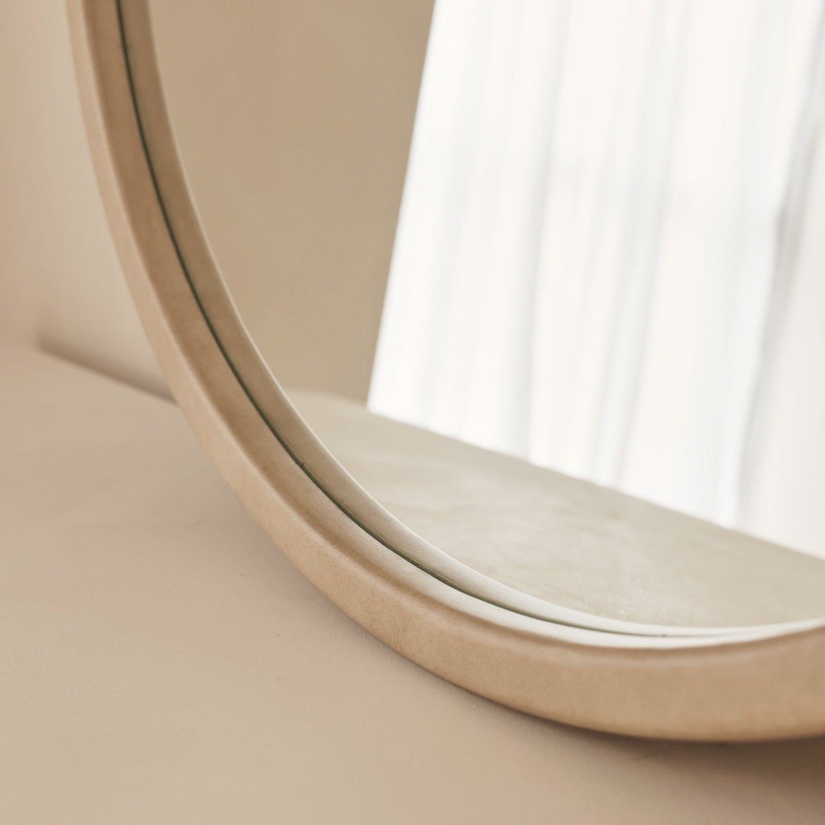 Arden - Concrete Round Wooden Wall Mirror 70cm x 70cm