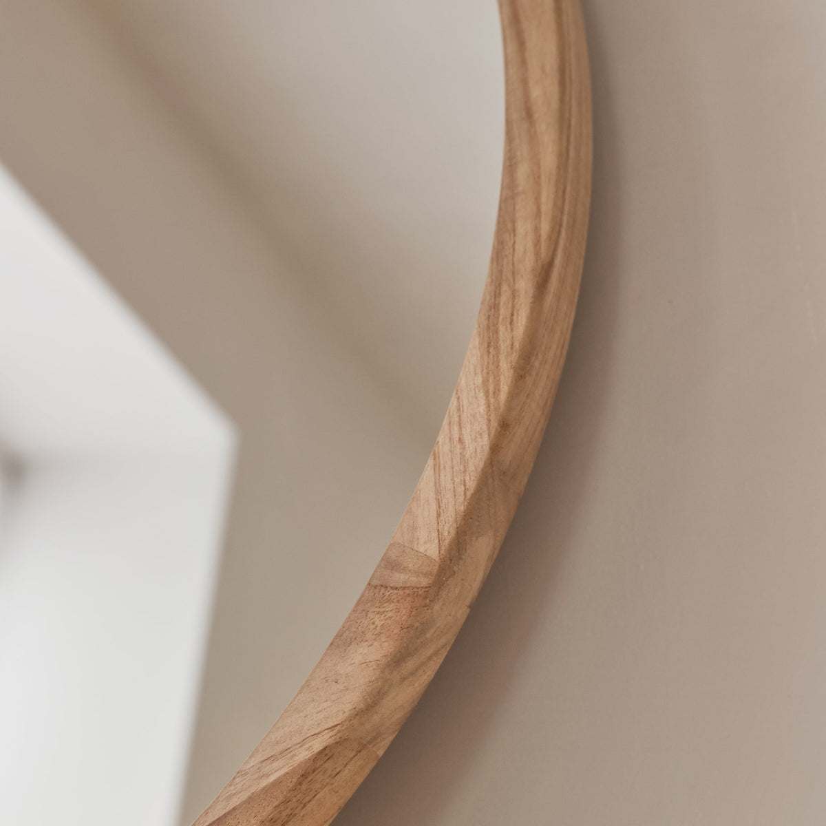 Arden - Light Wood Round Wooden Wall Mirror 70cm x 70cm