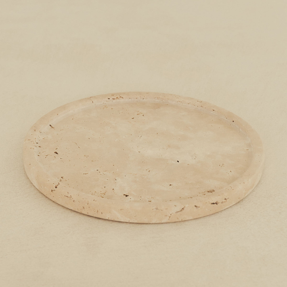 Travara - Cream Travertine Round Decorative Tray