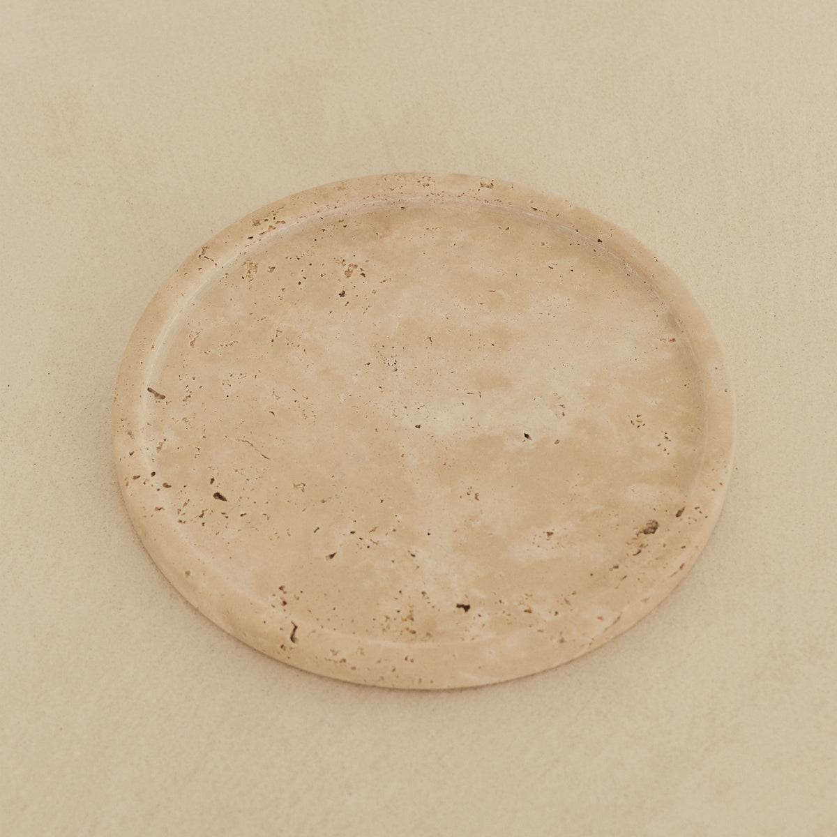 Travara - Cream Travertine Round Decorative Tray