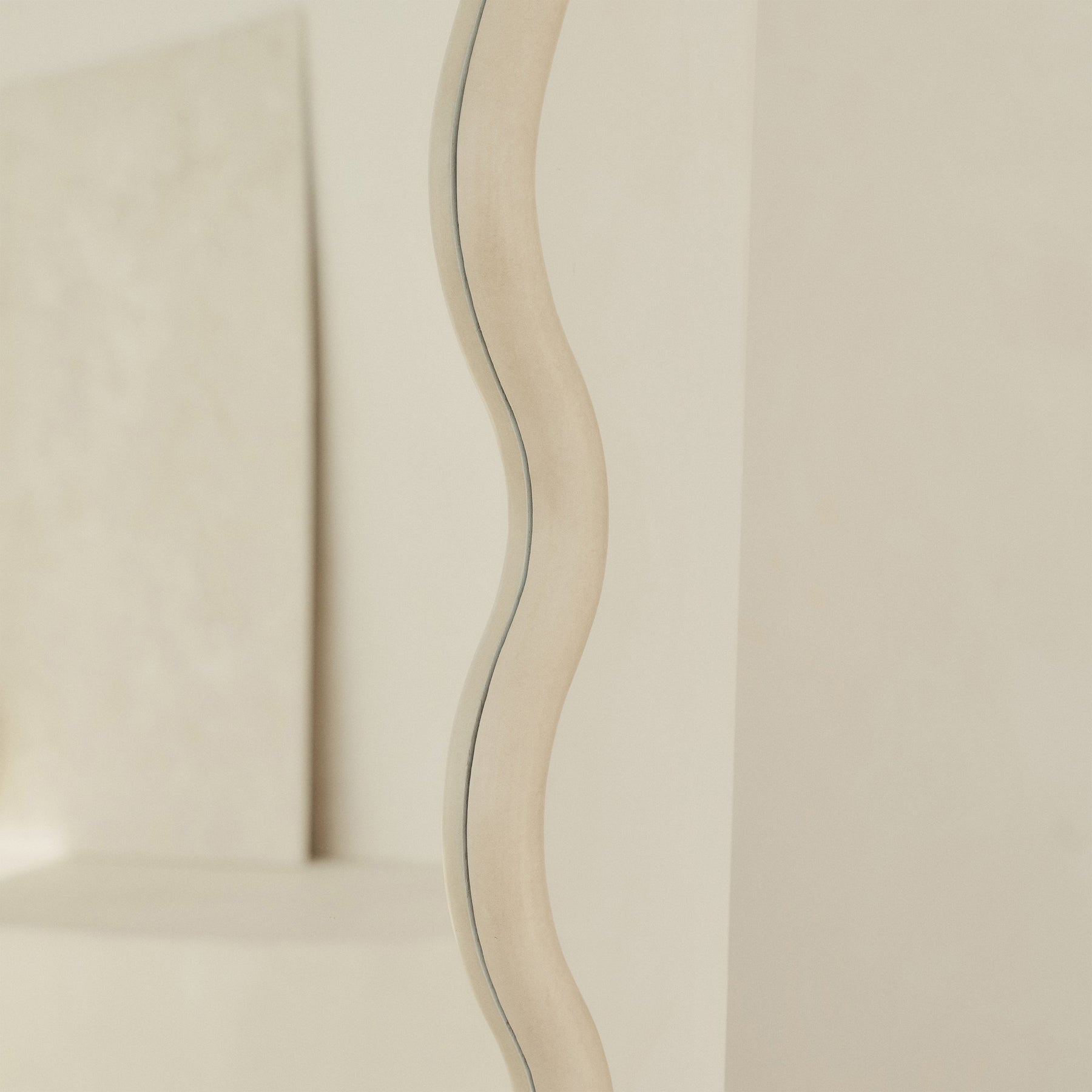 Detail shot of Large Full Length Concrete Wave Mirror rippled edge