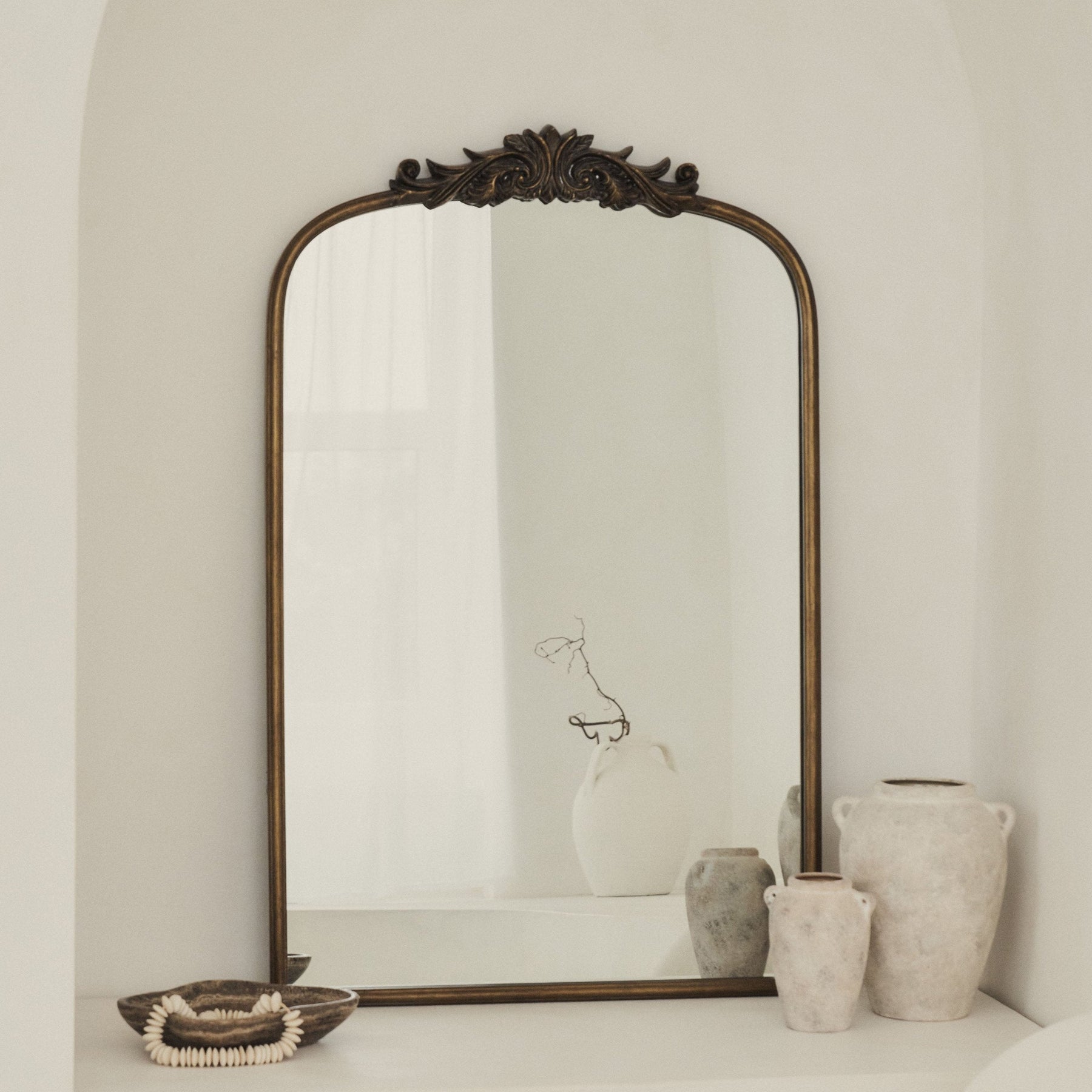 Amelia - Gold Arched Metal Portrait Mirror 100cm x 64cm